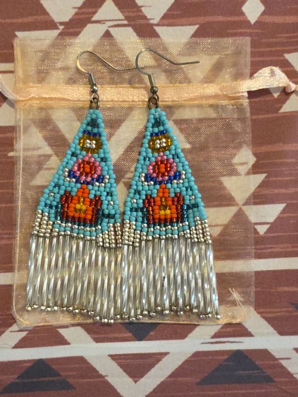 Turquoise Beaded Fringe Earrings - Women Jewelry